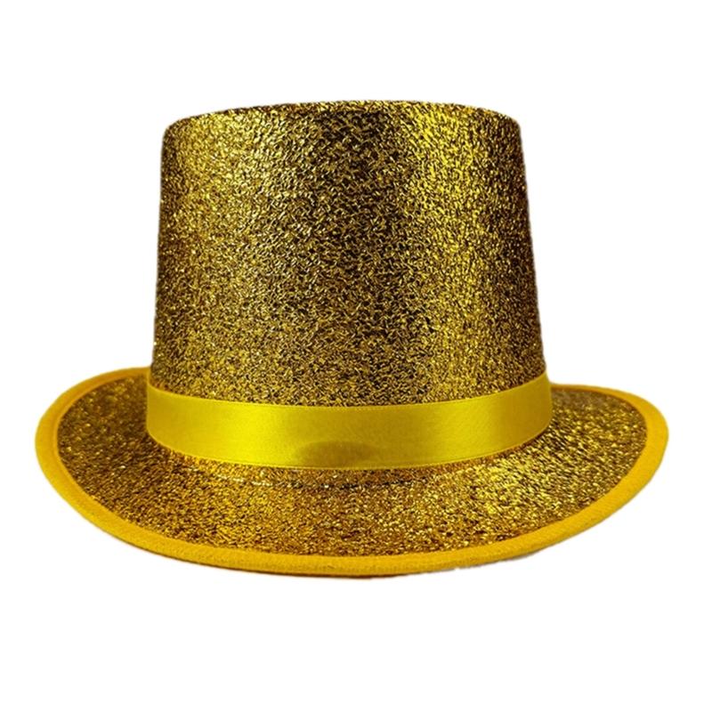 Bright Color Magicians Hat for Women Men with Belt Tall Hat Adult Theme Party Costume Hat Stage Performers Hat