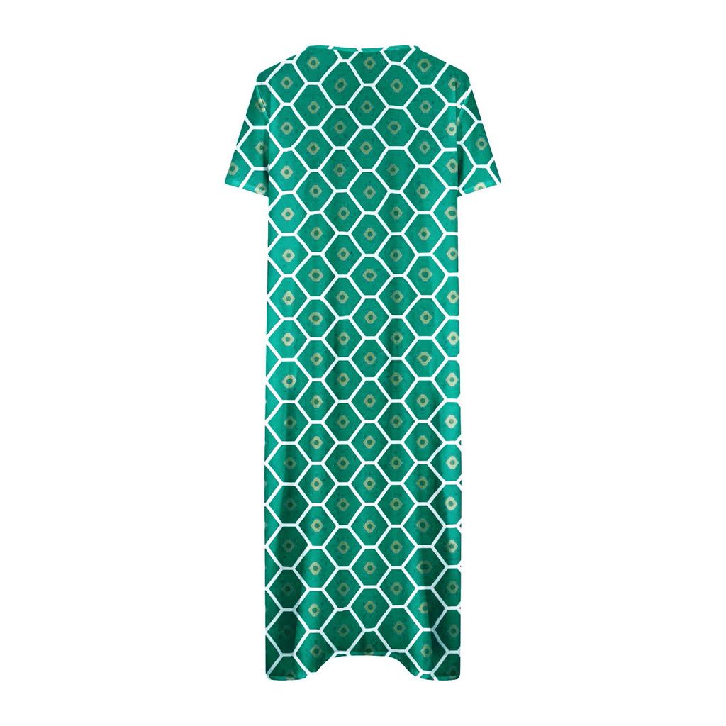 Women's Dress Button Floral Pocket Short Sleeve V Neck Casual Loose Dress