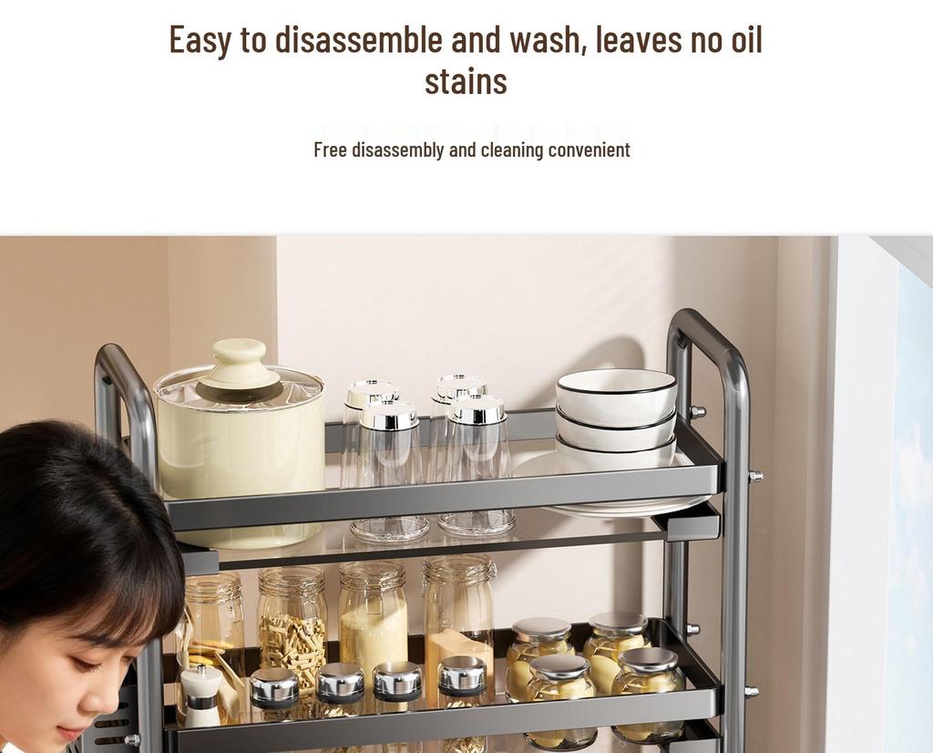 Multi-Layer Kitchen Countertop Storage Rack for Oils, Spices, and Utensils