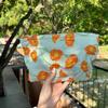 Clapoyis Large Capacity Square Makeup Cute and Yellow Flower Design Women's Pouch, Stylish,