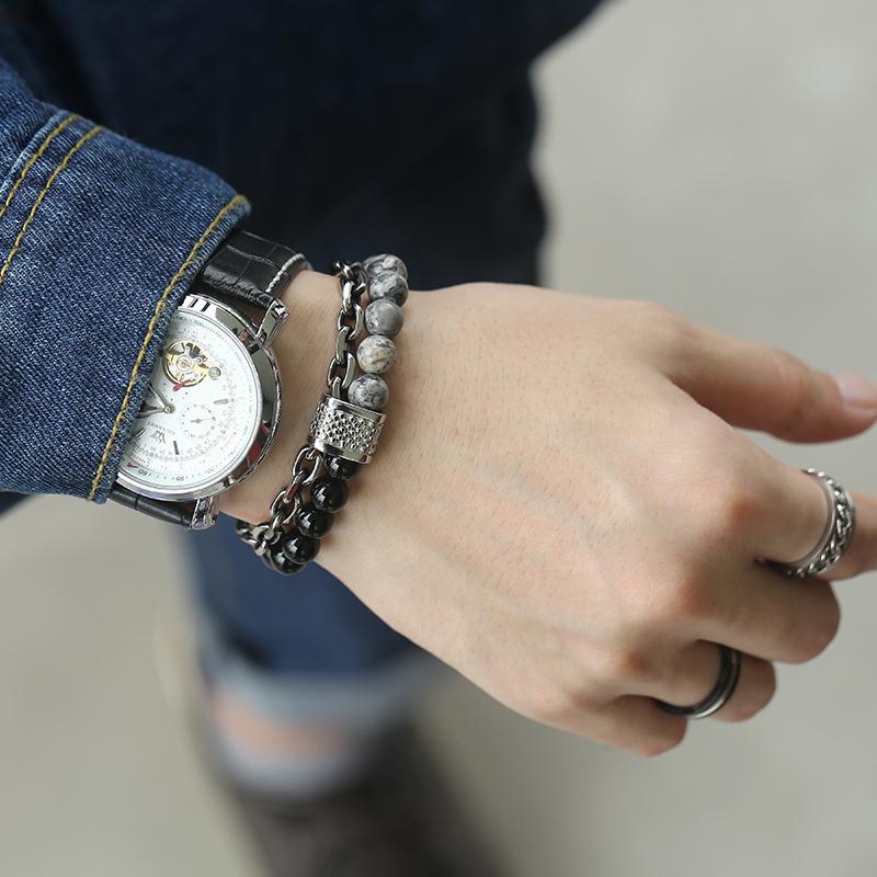 Retro Beaded Bracelet Iron Chain Bracelet Men's Bracelet