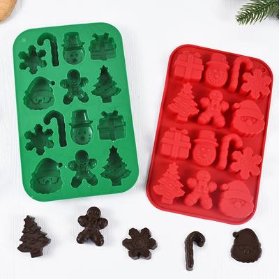 Moules à chocolat en silicone de Noël, flocons de neige, arbre de Noël, bonhomme en pain d'épices, moules à biscuits et bonbons, outil de cuisson DIY, décoration de gâteau du Nouvel An