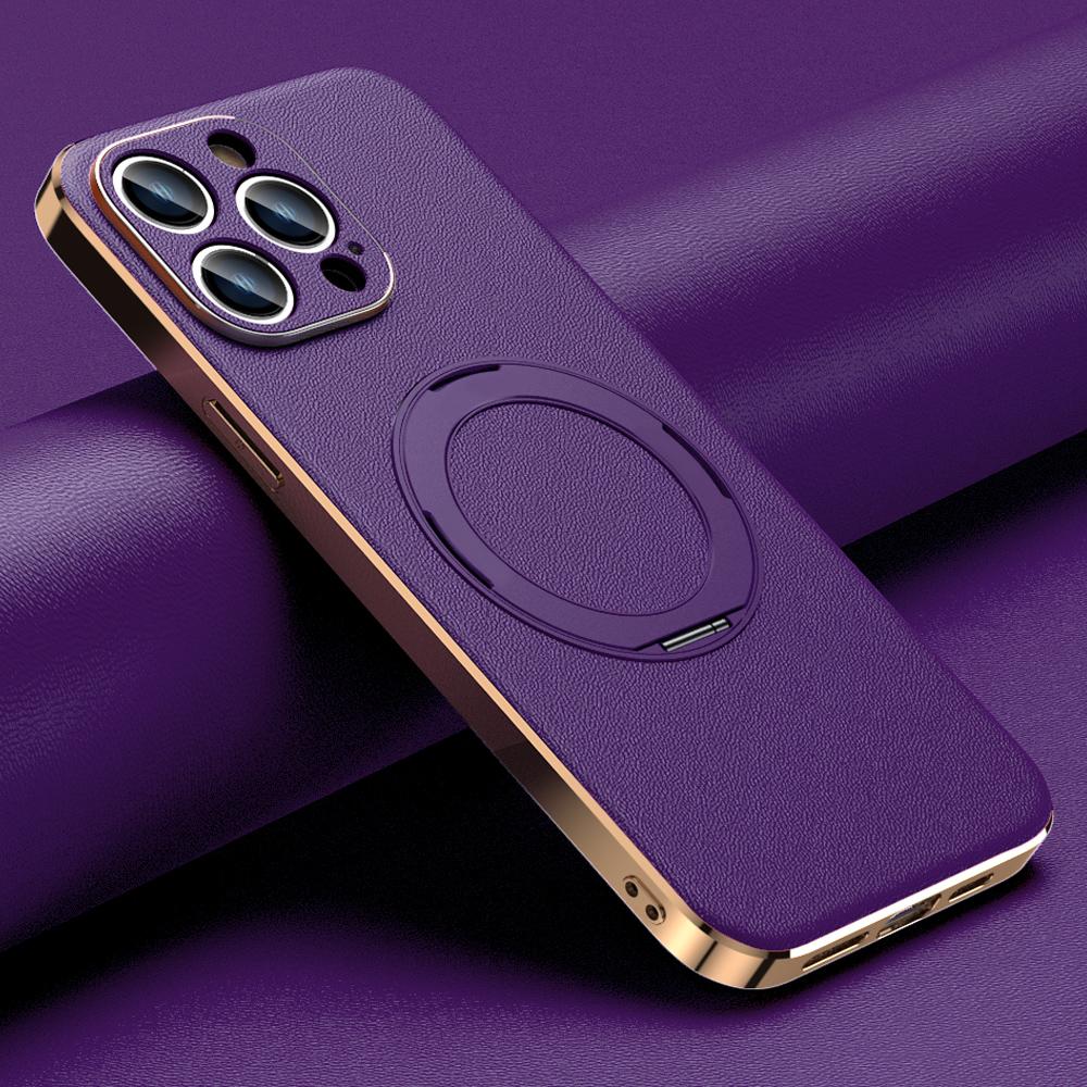 Genuine Leather for Magsafe Phone Case for iPhone 16 14 12 13 15 Pro Max 16Pro Luxury Lens Protection Magnetic Holder Back Cover