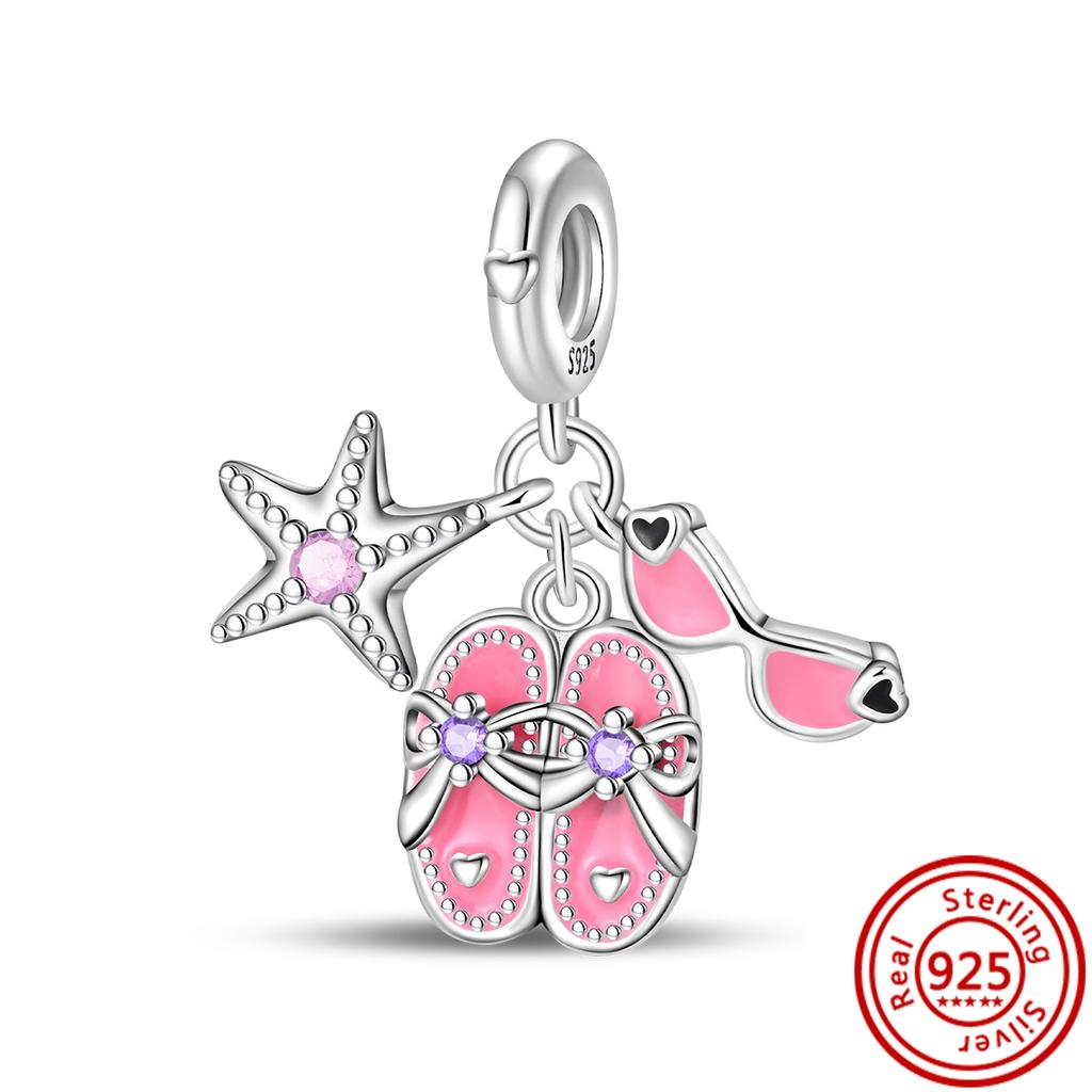New 925 Copper Pink Candy Lollipop Donuts Dessert Birthday Cake Sweet Life DIY Beads Fit Original Pandora Charm Bracelet Zircon