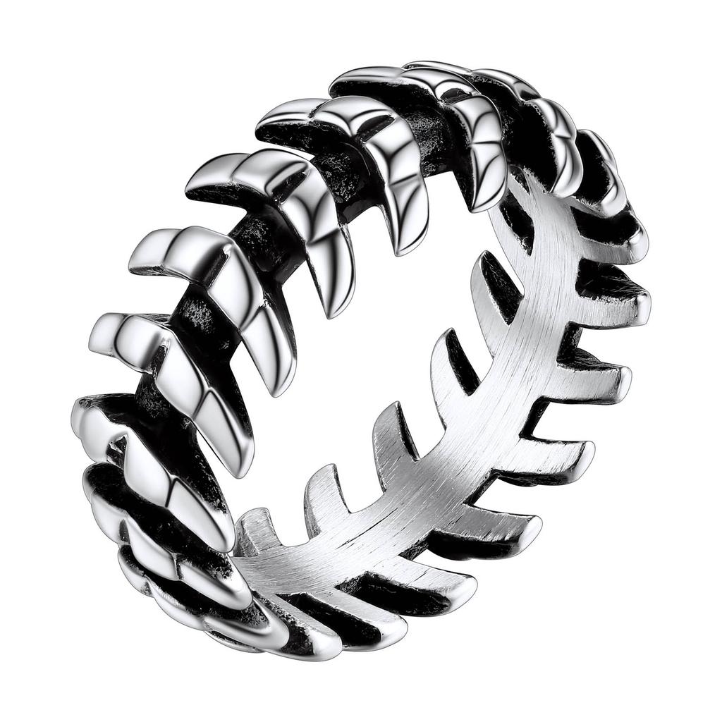 Stainless Steel 8.5mm Wide Snake Bone Rings for Man Woman Size 7-14 Black Vintage Retro Style Gothic Punk Unisex Jewelry Gift