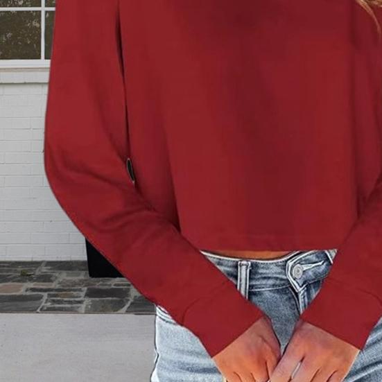 Women's Cropped Sweatshirts Long Sleeve Pullover Fleece Crop Top Over Sized Round