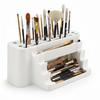 Paint Brush Organizer, White Stand with Tray, 26 Places