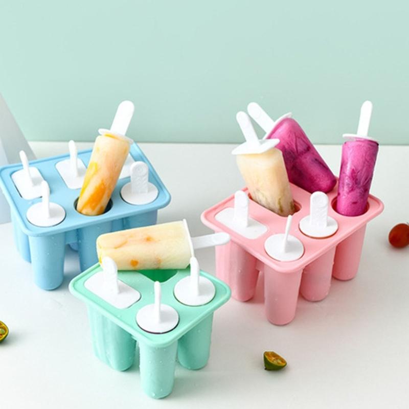 Safe Silicone Ice Lolly Maker With Detachable Stick Creative 6 Compartments Popsicles Tray Ice Cream Making Molds