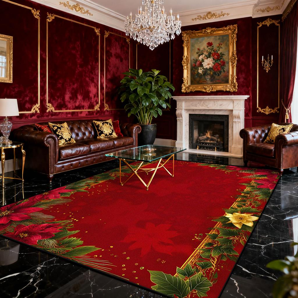 American Red Christmas Carpet for Living Room Decoration Sofa Coffee Table Area Rugs for Bedroom Large Area Floor Mat Washable