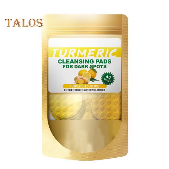 

40 шт. очищающих дисков с койевой кислотой для удаления темных пятен и макияжа, спрессованные спонжи для лица с куркумой, мягкое очищение пор, отшелушивание, очистка лица, хлопок 40pcs
