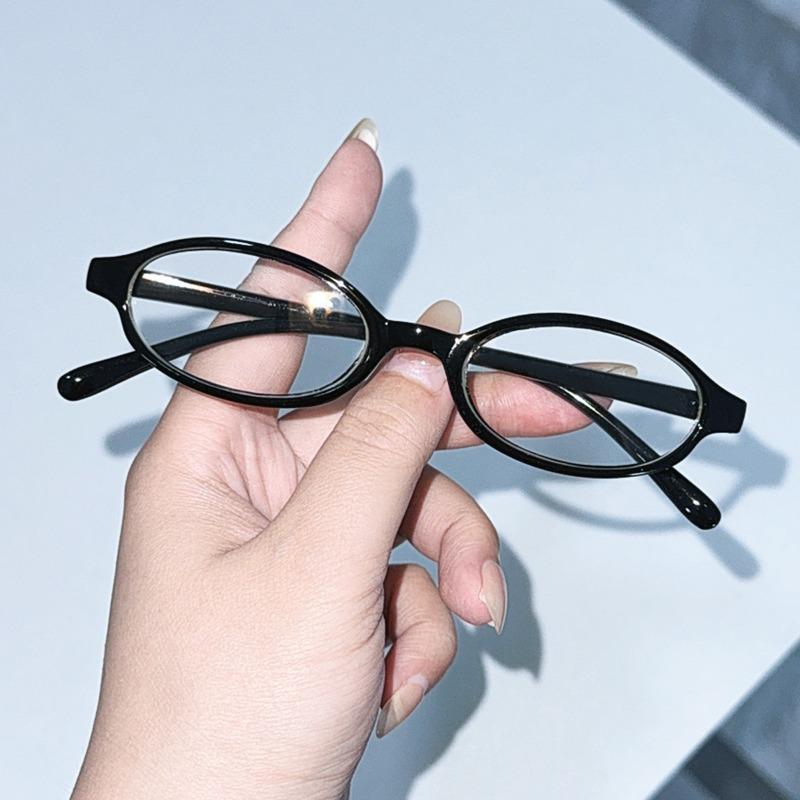 New Retro Oval Small Frame Flat Mirror Y2K Women Anti Blue Light Eyeglasses Personalized Fashion Glasses