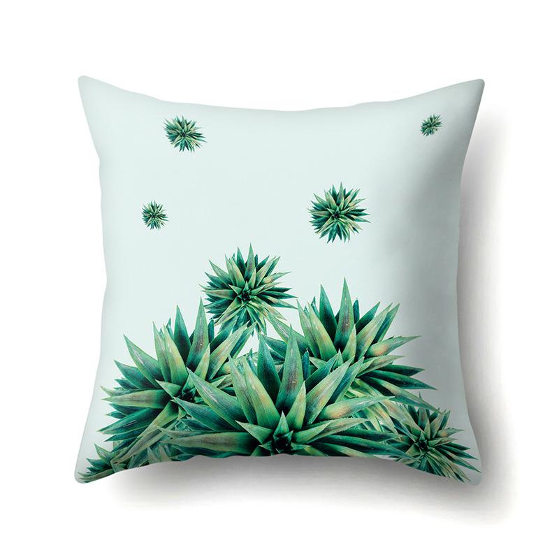 Polyester Pillow Case Nordic Ins Style Plant Flower Print Peach Leather Velvet Cushion Cover Car Waist Cushion Cover