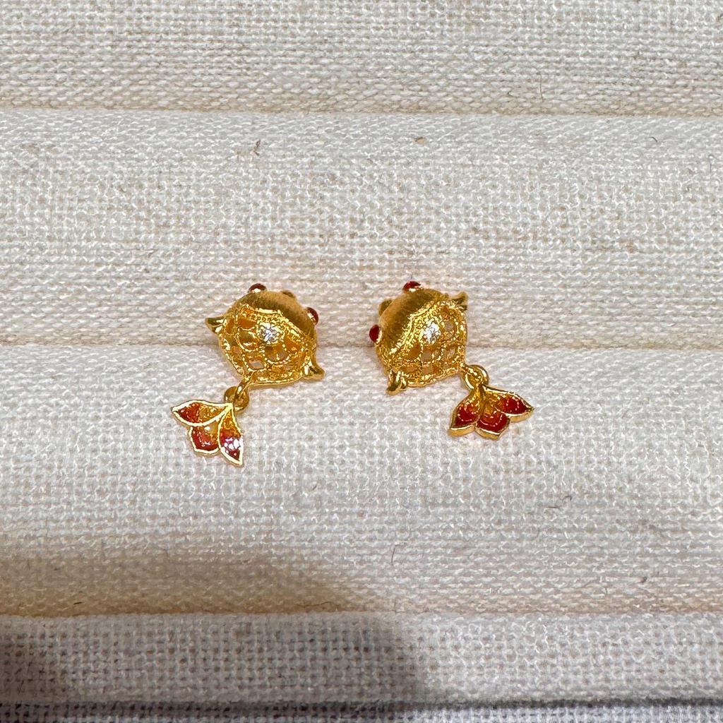 Hot Selling Lucky Koi Cute Red Koi Earrings New Chinese Retro Earrings Mini