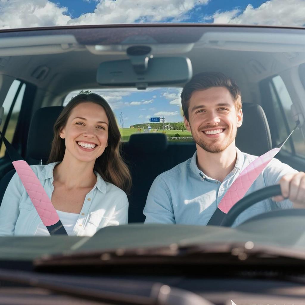 Car Seat Belt Cover Pad, 2 Pack, Seatbelt Covers for Car Accessories, Soft Material, Car Seat Strap Pads, Pink 10.63 inches, Applicable for all