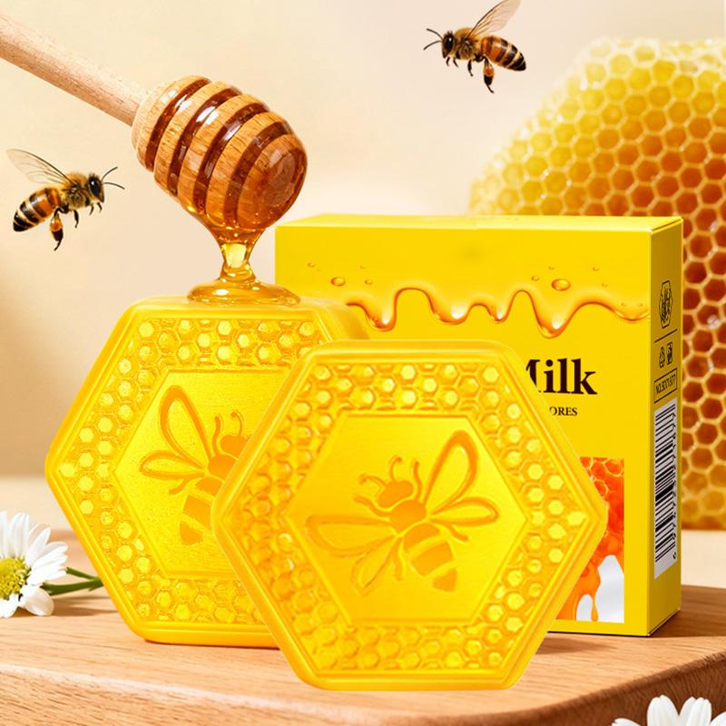 2pc Honey & Milk Moisturizing Cleansing Bar 80g with Net - Gentle for Face & Body, Rich Lather, Cleans Without Over-Drying Pack of 2