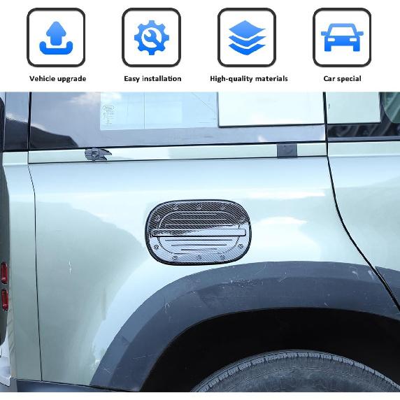 Car Filler Fuel Door Tank Gas Cap Cover Trim for Land Rover Defender 2020-2024 Exterior Fuel Tank Door Panel Cover Sticker Decal (Carbon Fiber)