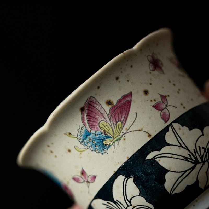 Chinese Style Ceramic Tea Cup Handmade Vintage Pottery Tea Bowl Teaware Household Personal Master Teacup Teaset Meditation Mugs