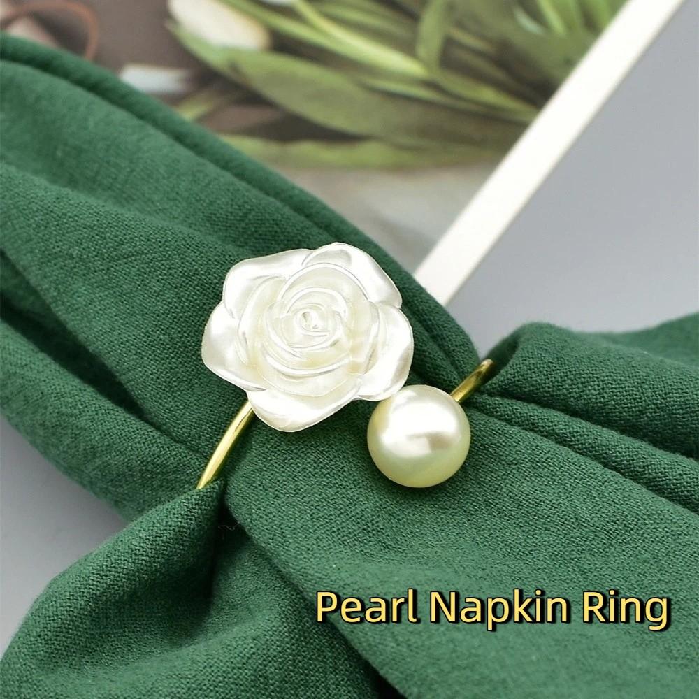 6PCS Elegant Rose Napkin Buckles Exquisite Serviette Buckles Decorative Napkin Holder  Holiday