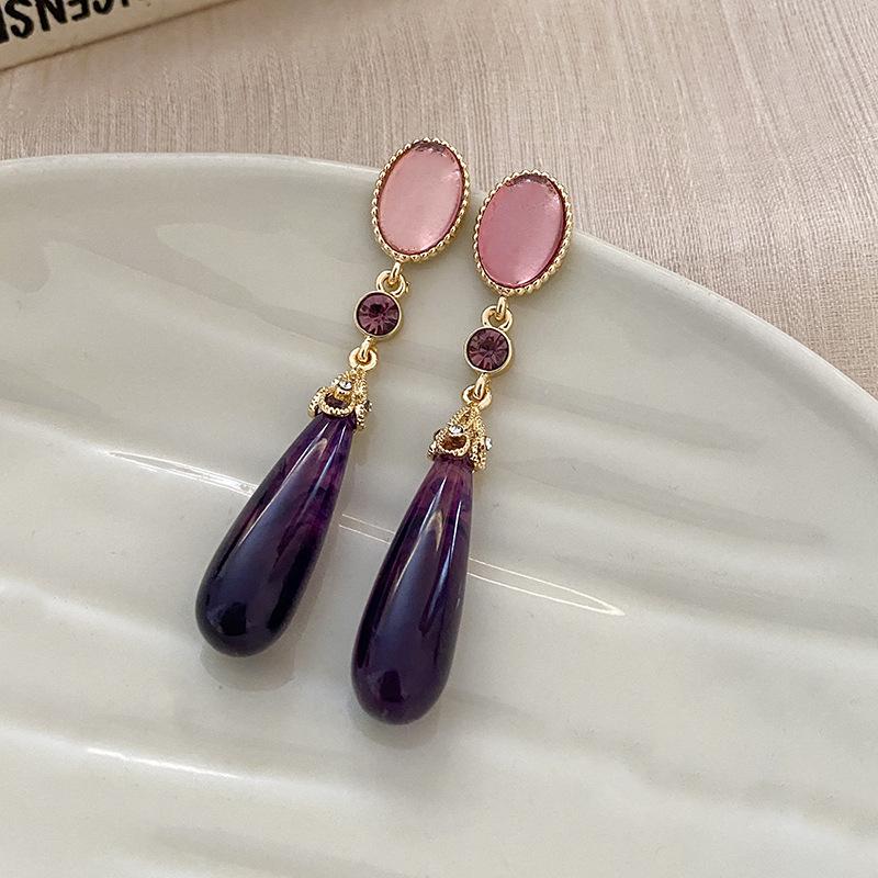 French Retro Luxury Silver Pearl Tassel Stud Earrings - Elegant and Versatile for Women