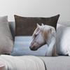 Graues Highland Pony Porträt Quadratische Kissenhülle Polyester Leinen Samt Kreativer Reißverschluss Dekor Auto