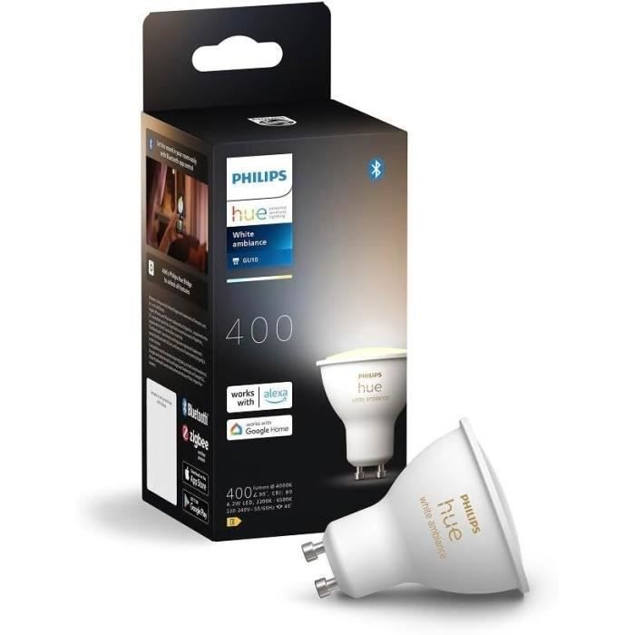 Smarte Glühbirne - PHILIPS HUE White - 929003666901 - GU10 - Warmweißes Licht - Bluetooth - Sprachsteuerung
