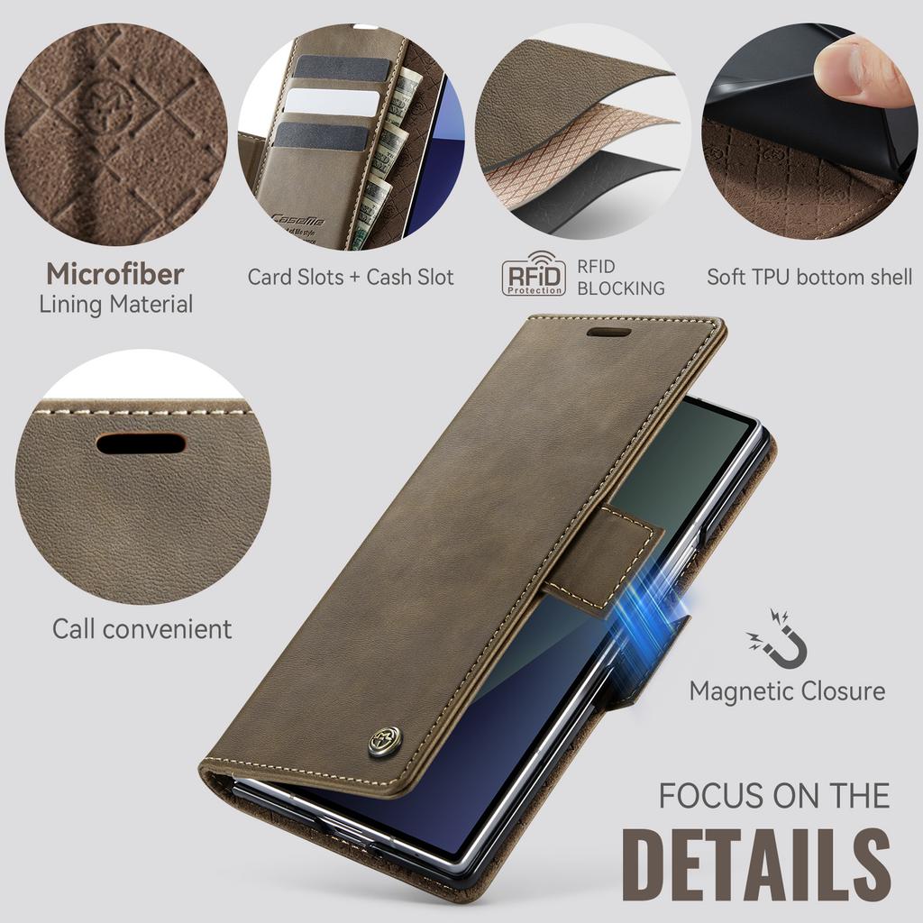 Geldbörse Leder Klappkartenhülle Für Samsung Galaxy Z Fold 7 Magnetische Hülle Stoßfest Ständer Coque