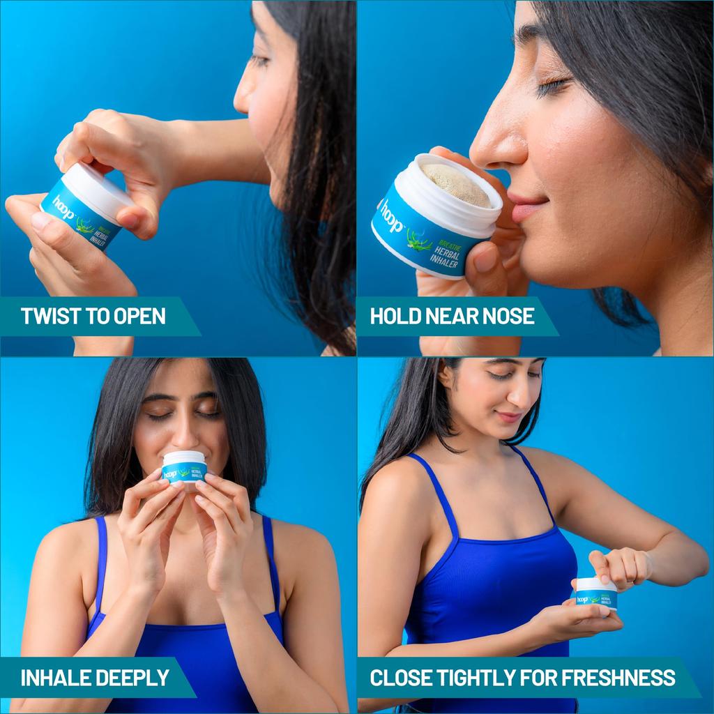 hoop Herbal Inhaler | Soothes Cold, Stuffy Nose, Headache, Nausea | 15g