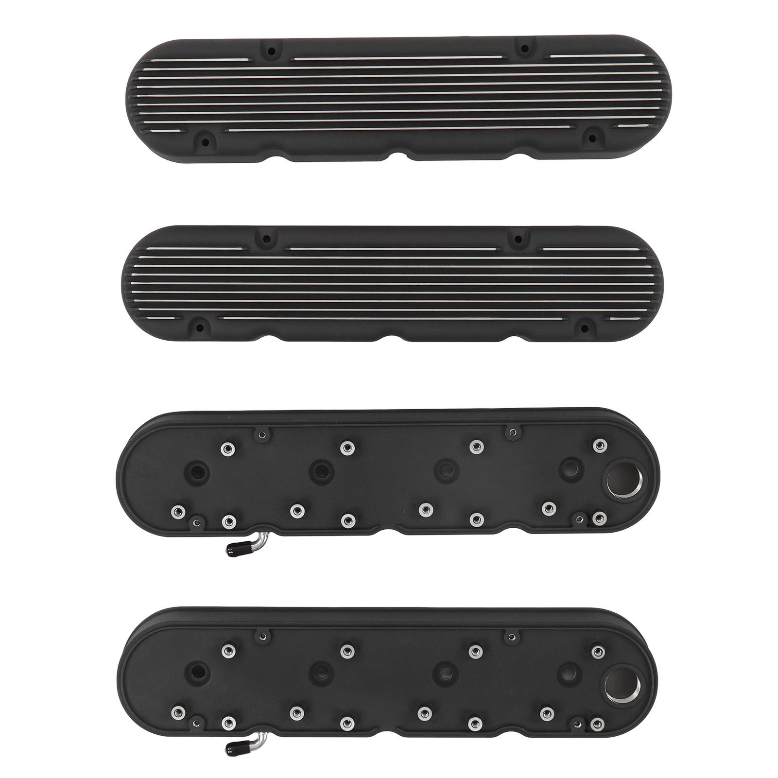 

Finned Valve Cover Kit with Gaskets Bolts Aluminum Matte Black Replacement for Chevy LS1 LS2 LS3 LS6 LS7 Engines