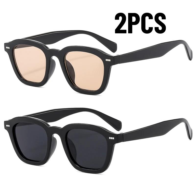 2PCS Latest Men Women Rectangular Classic Sunglasses Stylish Design Classic Style Sun Glasses Female Eyeglass Cat-Eye Casual Eye Wear UV400