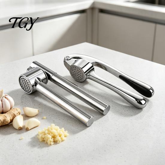 Non Stick Garlic Crusher Stainless Steel Press, Ergonomic Lever Heavy Duty Alloy Crusher, Effortless Mincing Manual for Kitchen Food Preparation Tool