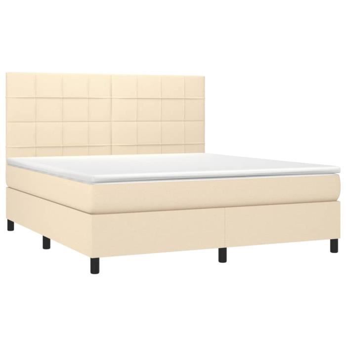 3141798 vidaXL Divan Bed with Mattress Cream 180x200 Cm Fabric