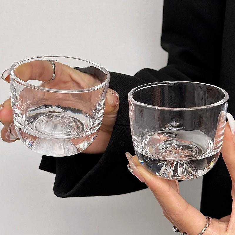 High-Value Thick-Bottom Transparent Gongfu Tea Cup Set with Hammered Edge - Heat-Resistant Glass for Home Use