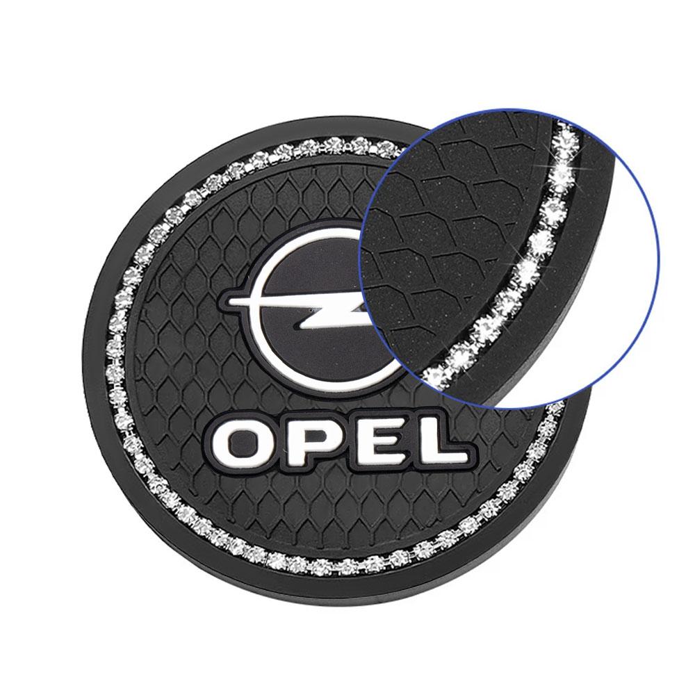 AAAYU1 AAAYQ1 1/2Pcs Car Coaster Diamond Rubber Non-slip Mat Water Cup Slot Pad For Opel Zafira Corsa D Insignia Mokka Regal Car Wheel Hubcap