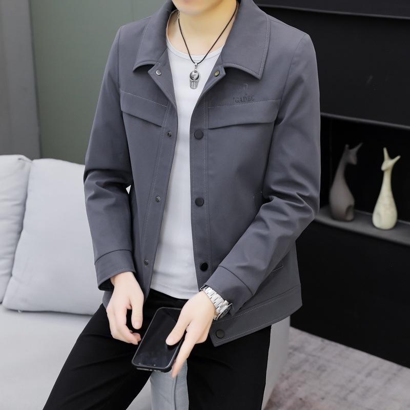 New Coat Men's Spring and Autumn Trendy Slim Korean Style Handsome Lapel Jacket Simple and Versatile Casual