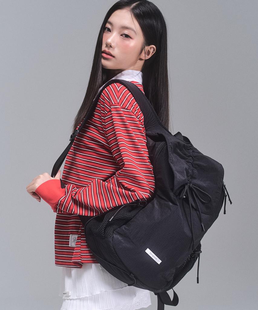 Zeroplanet Nylon Shirred Ribbon Backpack [Black]