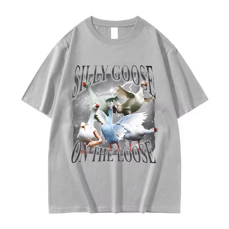 Silly Goose Goose on The Loose Funny Graphic T Shirt Unisex Women Fashion pure Cotton Short Sleeve Tshirt High Quality Tshirts