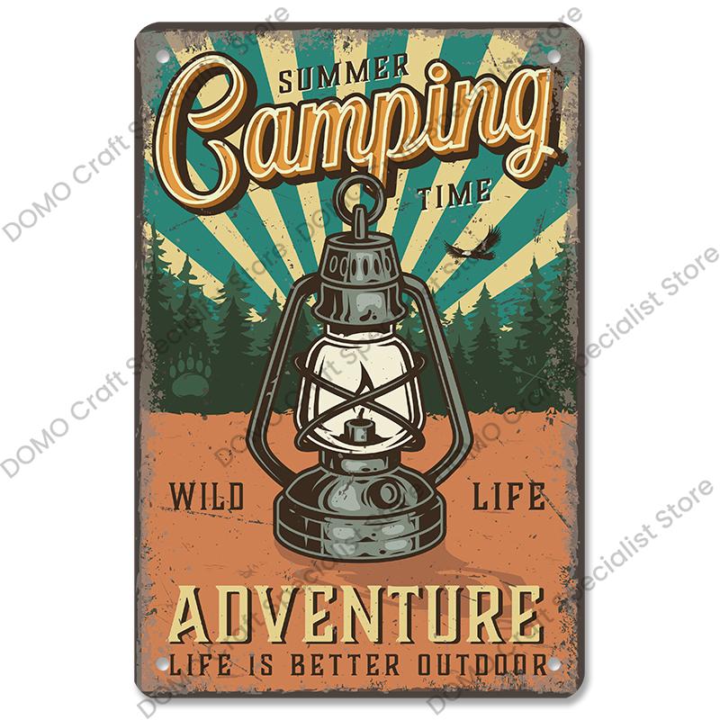 

Таблички для кемпинга и приключений, винтажные металлические пластины, горные поездки, фургоны, туры, ретро металлические вывески, настенный декор, туристические клубные автомобили для кемпинга 20x30cm（7.8x11.8inch）