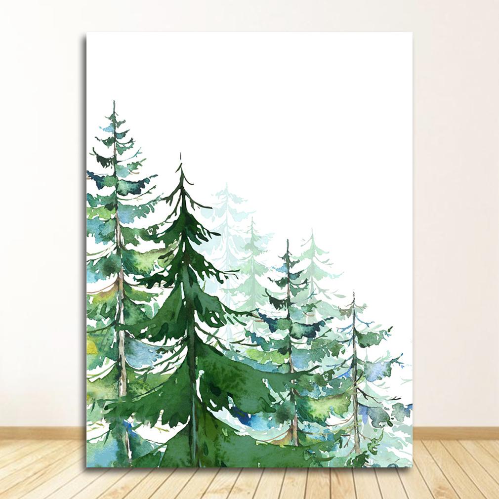 Woodland Animal Landscape Posters and Prints Fox Deer Bear Wall Art Painting Nordic Children's RoomDecorationPosters On The Wall