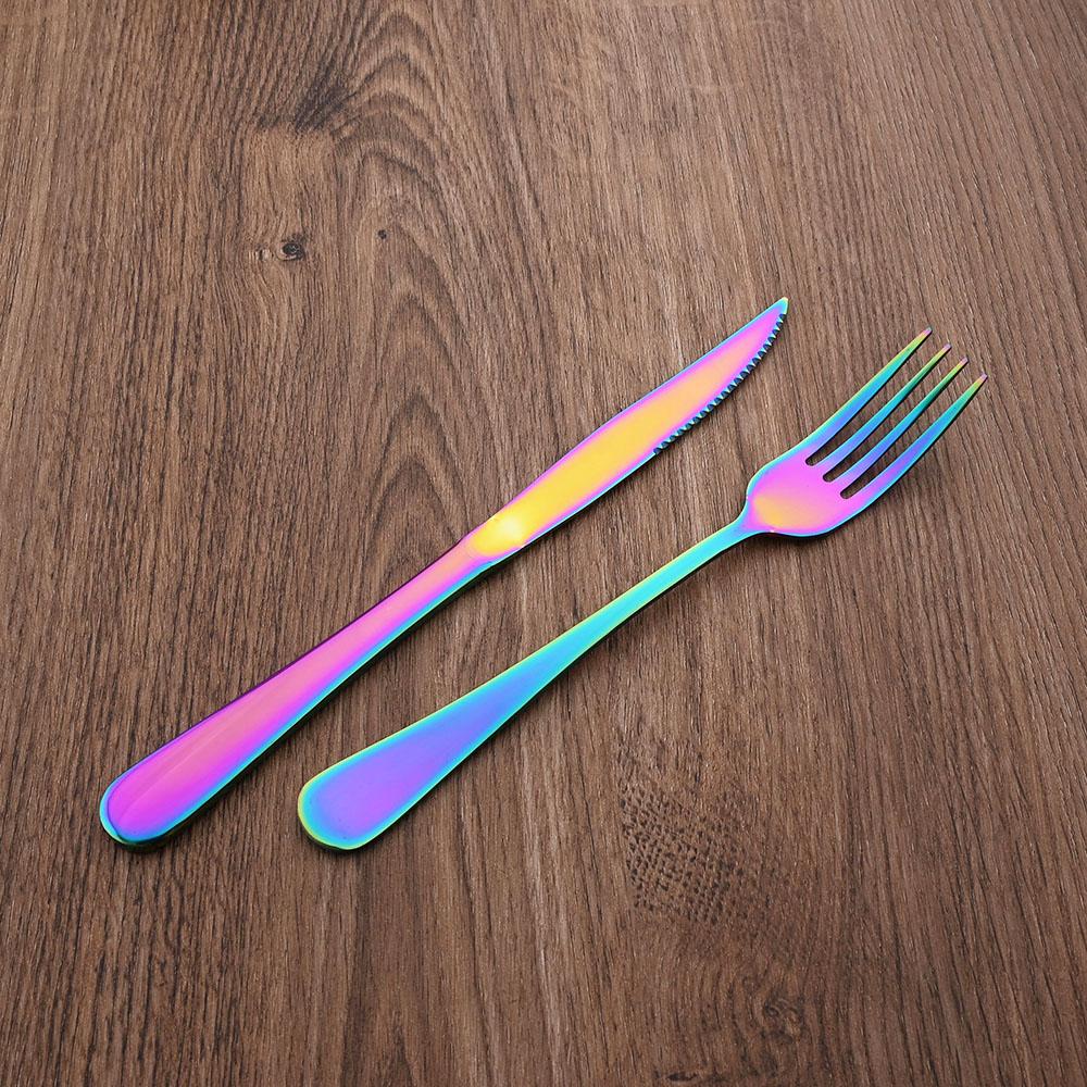 1/2/4/6Set Gold Dinnerware Set Stainless Steel Steak Knife Fork Spoon Western Flatware Cutlery Set Kitchen Silverware Dessert Tableware Set