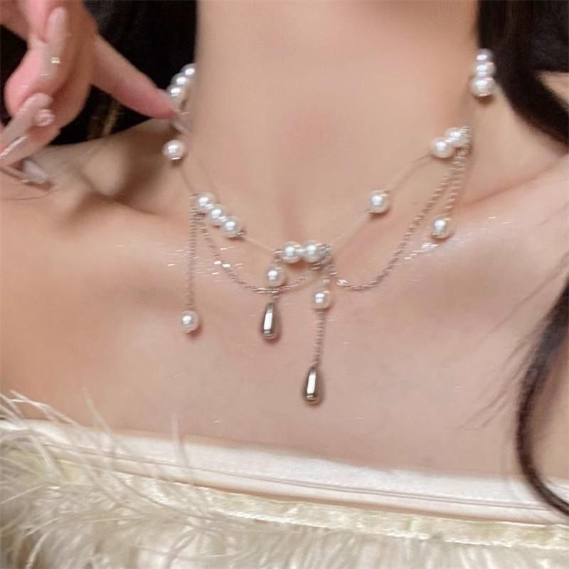 Light Luxury Niche High-end Pearl Necklace Women's Fashion Versatile Temperament Titanium Steel Clavicle Chain Internet Celebrity Necklace