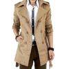 Trench da uomo autunnale e invernale di media lunghezza, elegante, britannico, tinta unita, stile coreano, doppiopetto, casual