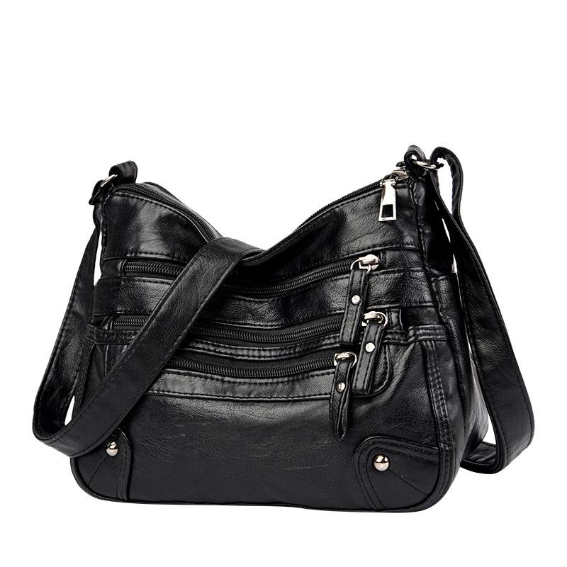 New Women's Multi-Pocket Soft Leather Shoulder & Messenger Bag - Ideal for Middle-Aged and Elderly Ladies