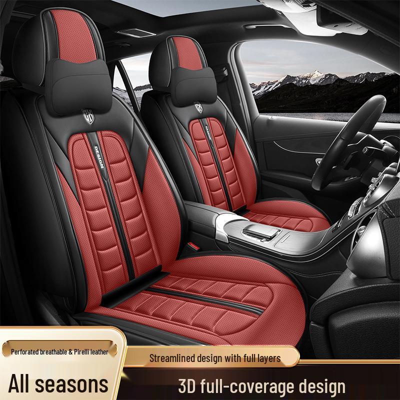 Universal All-Season Breathable Leather Car Seat Cover, Wear-Resistant, Full Surround, Fits Most Models