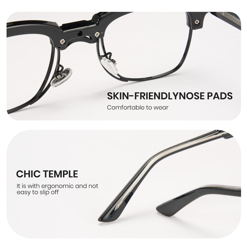 Browline Fashion Blue Light UV Slimming 8557 [Cyxus] Glasses, Glasses, Blocking, Protection, Effect, Stylish, Unisex, (01-Black)