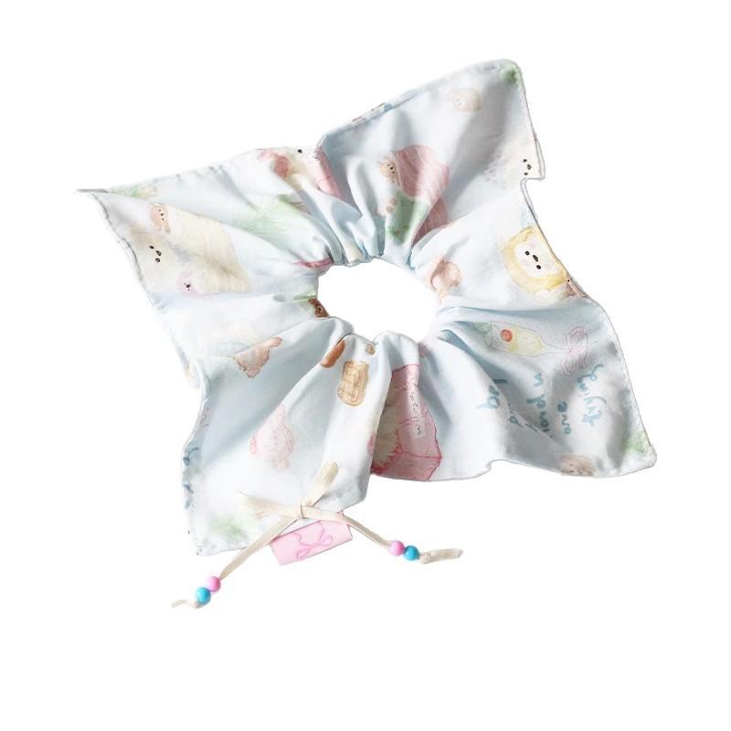 Sweet Bow Striped Square Towel Large Intestine Hair Band Women's High Elastic Ponytail Rubber Band Hair Rope Cute Headrope Hair Accessories