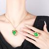 Jewelry European Simulation Corundum Green Chalcedony Plain Vintage Set Main 15 * 20