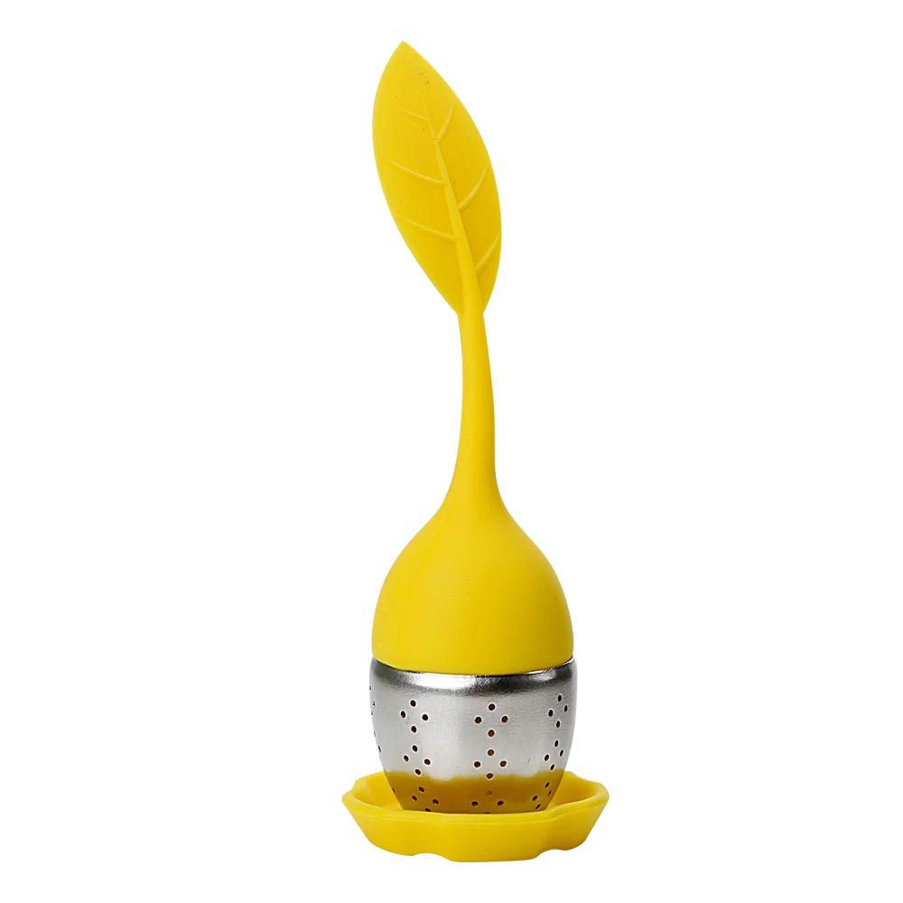 

Stainless Steel Leaf Tea Set, High Temperature Resistance Silicone Handle, Tea Strainer Reusable Spice Filter Coffee Diffuser жовтий