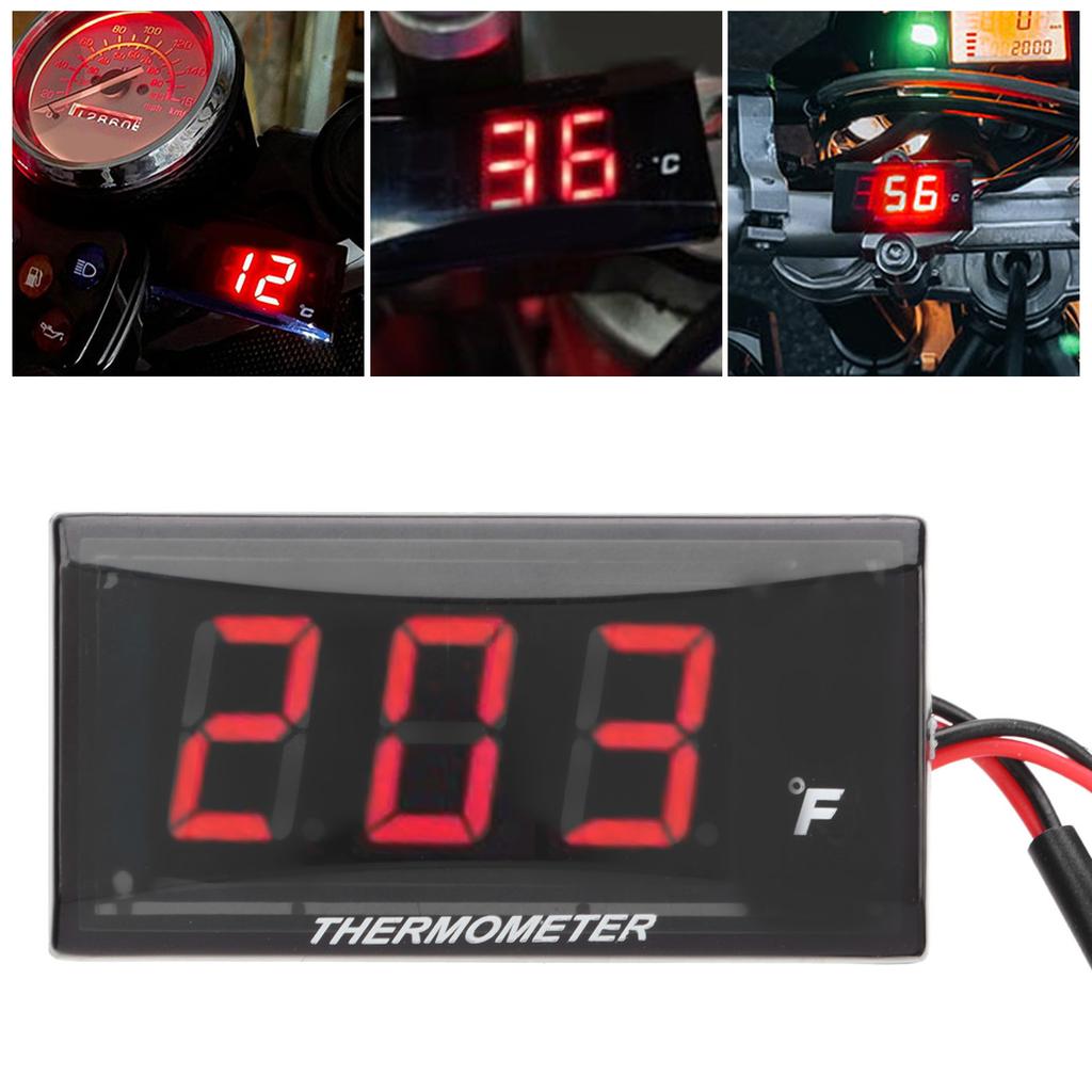 Motorcycle Digital Water Temperature Gauge   Thin   12V LCD With 18mm Sensor Adapter for Most Motorbikes