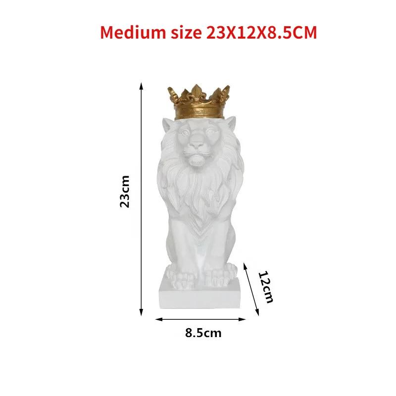 

Resin Lion Statue Crown Lions Sculpture Animal Figurine Abstract Decoration Home Decor Nordic Model Decor Table Ornaments