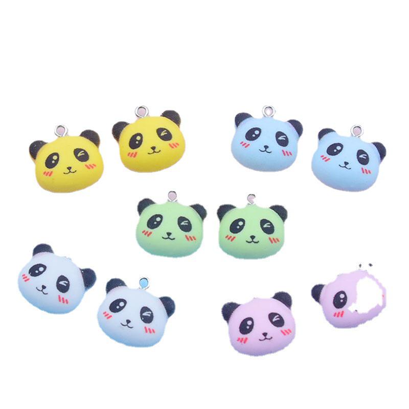 Cartoon Panda Head Resin Charm Earrings & Keychain Accessories